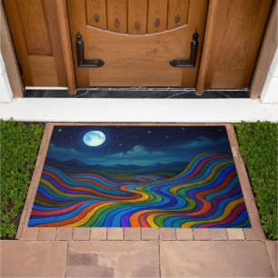 Surreal Dreamscape Moonlight Rainbow Land Doormat