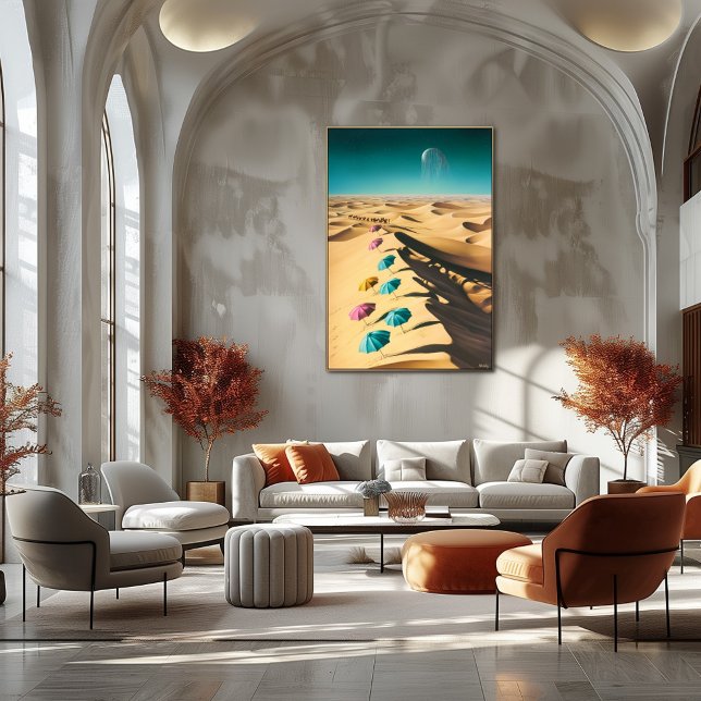 Surreal Dreamscape of Colorful Umbrellas in Desert Poster (Creator Uploaded)