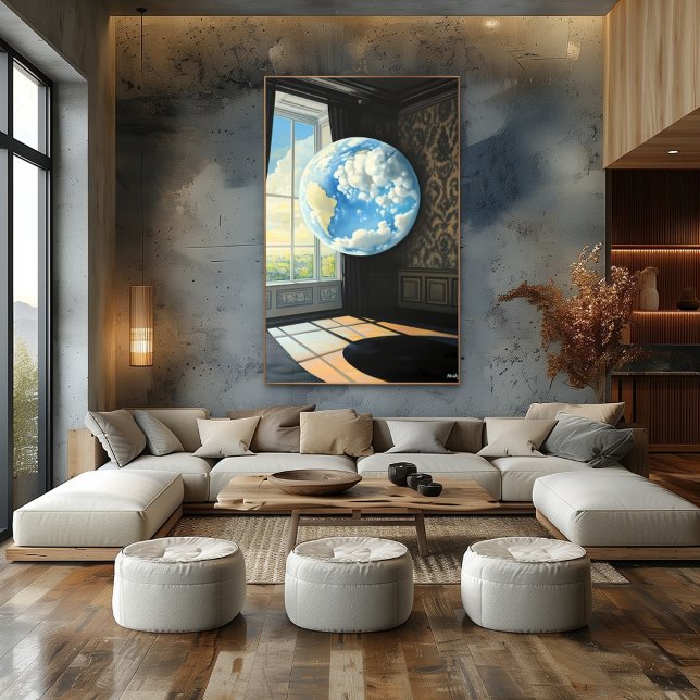 Surreal Dreamscape of Floating Earth in Room Poster (Creator Uploaded)