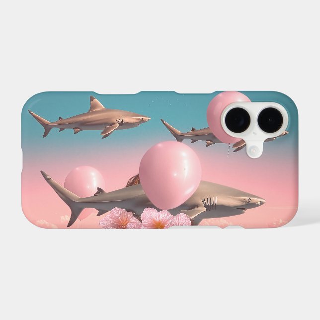 Surreal Dreamscape with Sharks and Balloons iPhone Case (Back Horizontal)