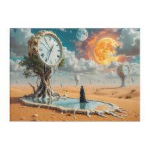 Surreal Dripping Clocks in Desert – Dreamlike