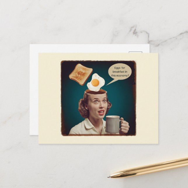 Surreal Eggs For Breakfast, In this economy Postcard (Front/Back In Situ)