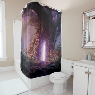 Surreal Enchanted Tree With Glowing Portal Shower Curtain