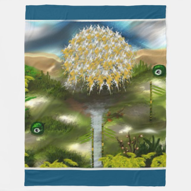 Surreal Eyes Dream of Dandelions Fleece Blanket (Front)