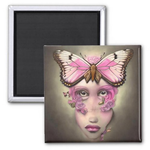 Surreal Face  Butterfly Magnet