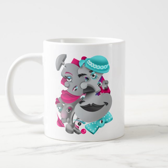  Surreal Faces  Bold & Artistic Large Coffee Cup (Left)