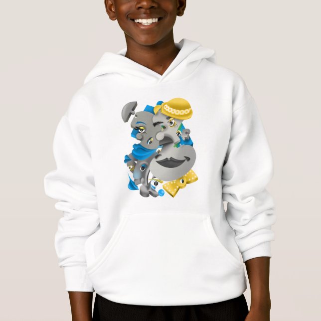 Surreal Faces & Jigsaw Puzzle Kids' Hoodie (Front)