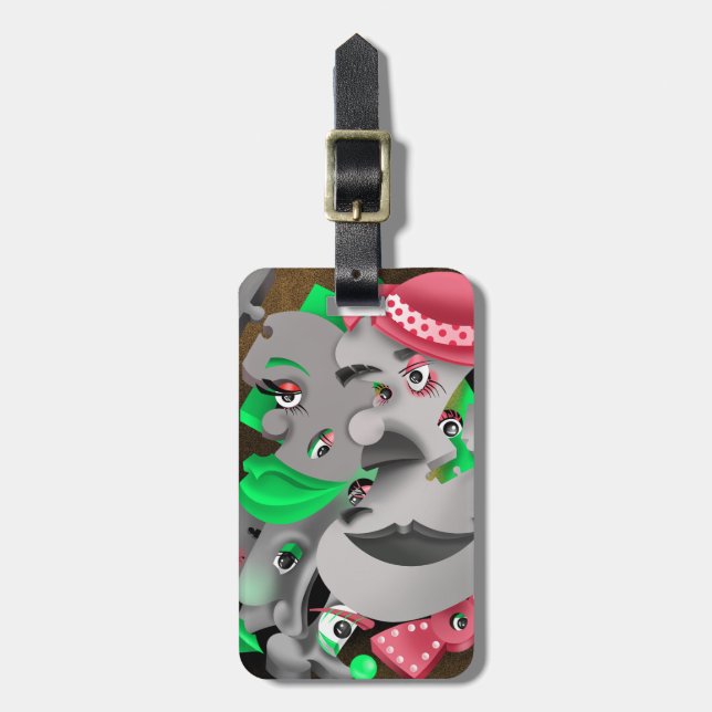 Surreal Faces Luggage Tag – Bold & Unique (Front Vertical)