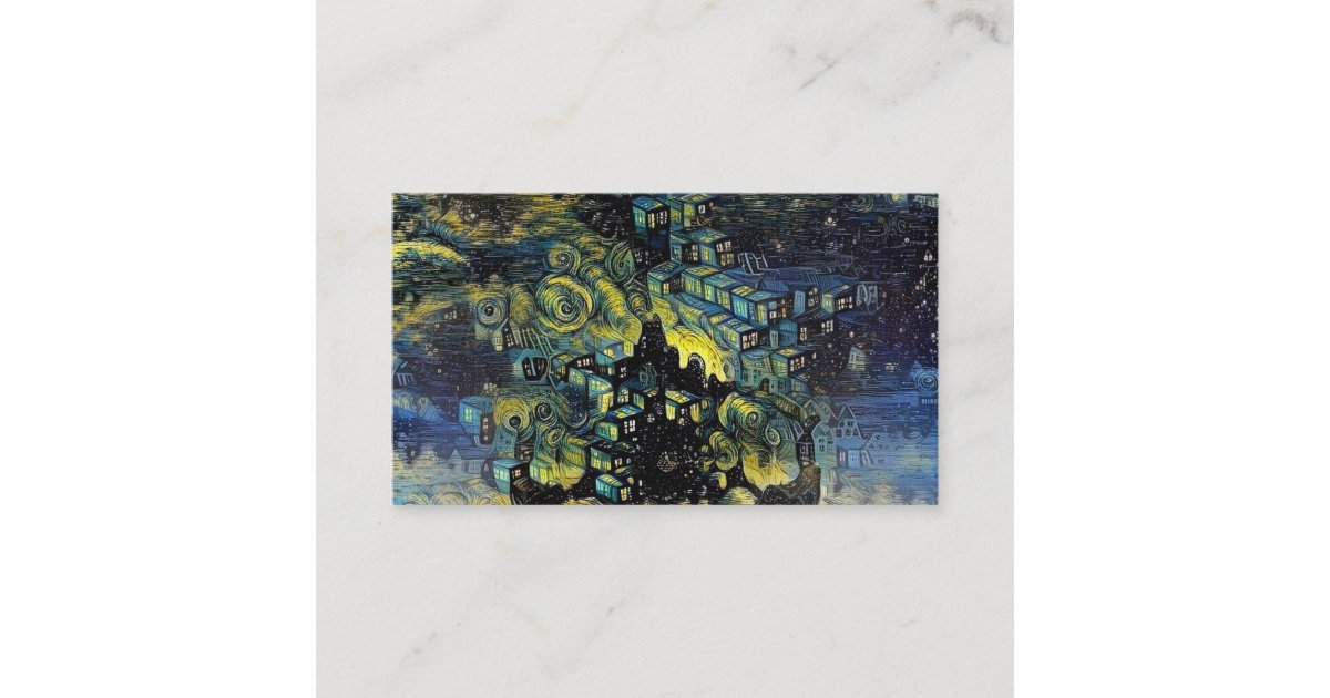 Surreal fairy village business card Zazzle
