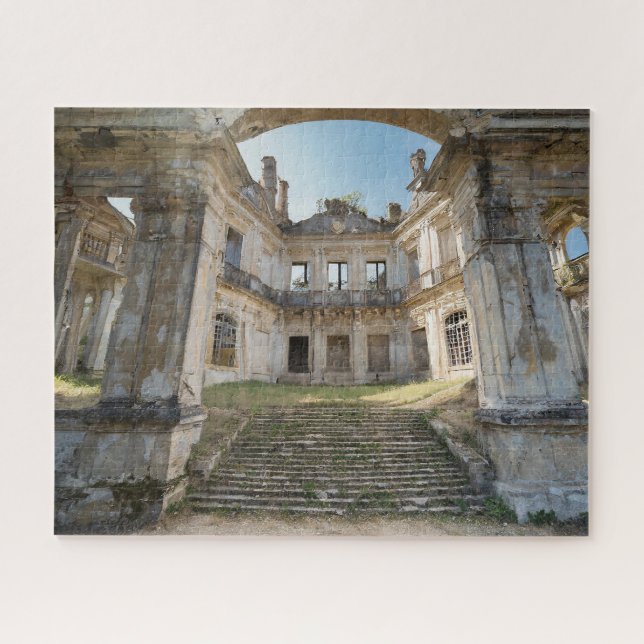 Surreal Fantasy Abandoned French Chateau Courtyard Jigsaw Puzzle (Horizontal)