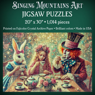 Surreal Fantasy Alice In Wonderland Tea Time Jigsaw Puzzle