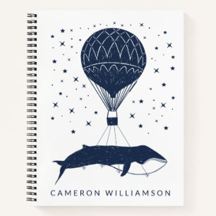 Surreal Fantasy Art Flying Whale Hot Air Balloon Notebook