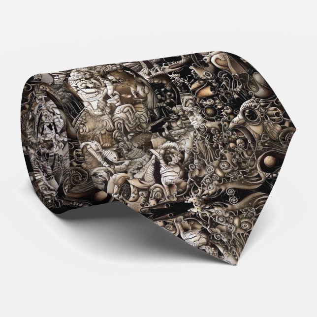 Surreal Fantasy. Biomechanical style Neck Tie (Rolled)