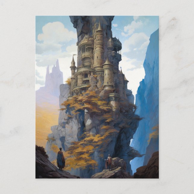 Surreal Fantasy Castle Landscape Art Postcard (Front)