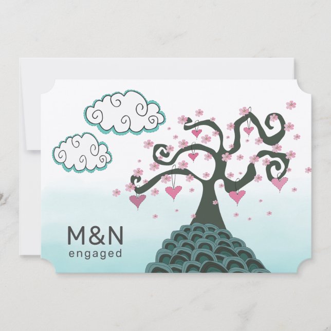 Surreal Fantasy Cherry Blossom Engagement Party Invitation (Front)