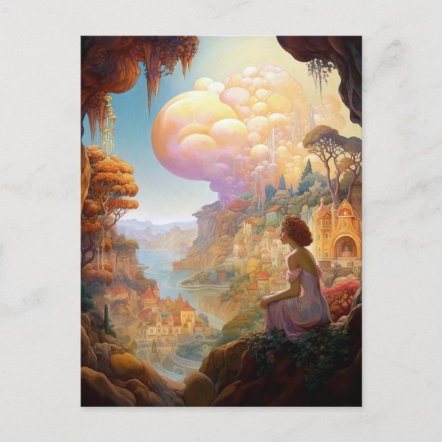 Surreal Fantasy City Landscape Art Postcard (Front)