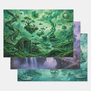 Surreal Fantasy Dreamscapes Wrapping Paper Sheets