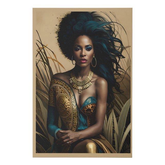 Surreal Fantasy Fantastic Afro Girl Art Ai Faux Canvas Print (Front)