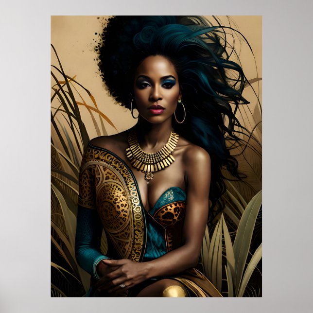 Surreal Fantasy Fantastic Afro Girl Art Ai Poster (Front)