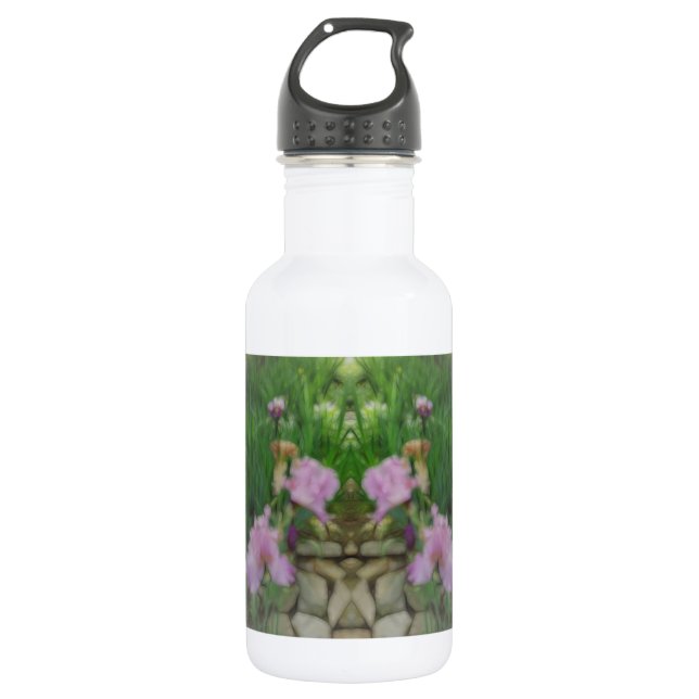 Surreal Fantasy Iris Floral Path Stainless Steel Water Bottle (Front)