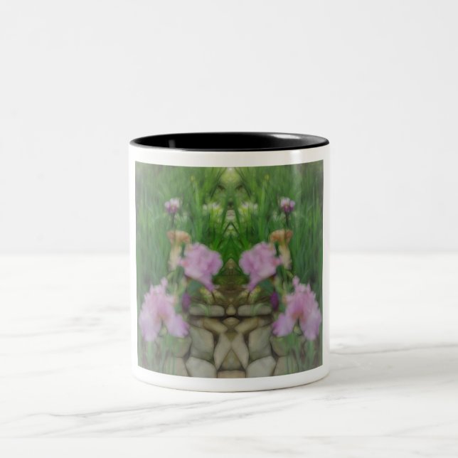 Surreal Fantasy Iris Floral Path Two-Tone Coffee Mug (Center)