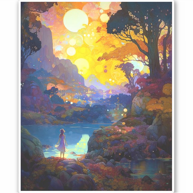 Surreal Fantasy Landscape Art Sticker (Front)