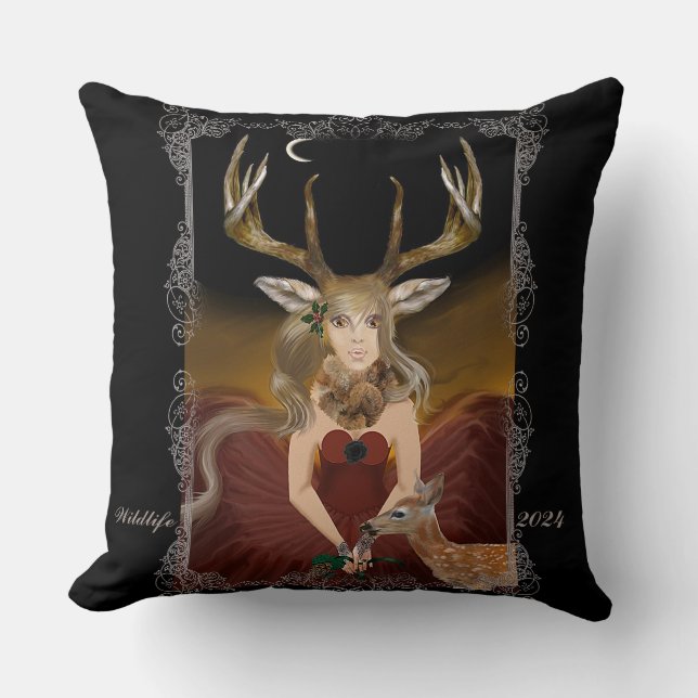 Surreal Fantasy, Pagan Nymph Throw Pillow (Front)