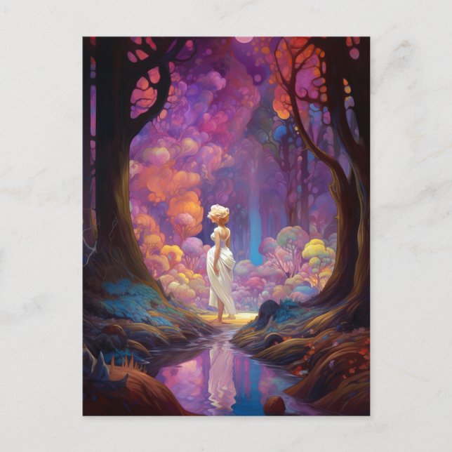 Surreal Fantasy Woodland Forest Landscape Art Postcard (Front)