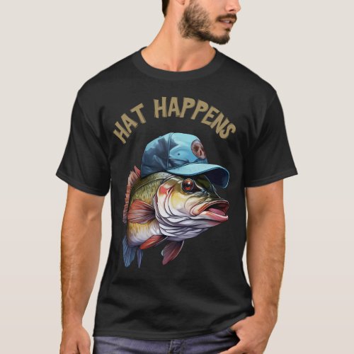 Surreal Fish in a Hat Cartoon Illustration T-Shirt