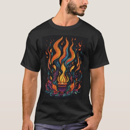 Surreal Flame Cartoon Design T_Shirt