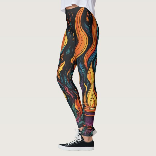 "Surreal Flame Vector Art - 4K Render for - Leggings (Left)