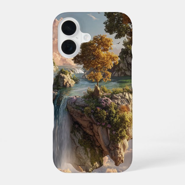 Surreal Floating Cliffs With Waterfalls iPhone Case (Back)