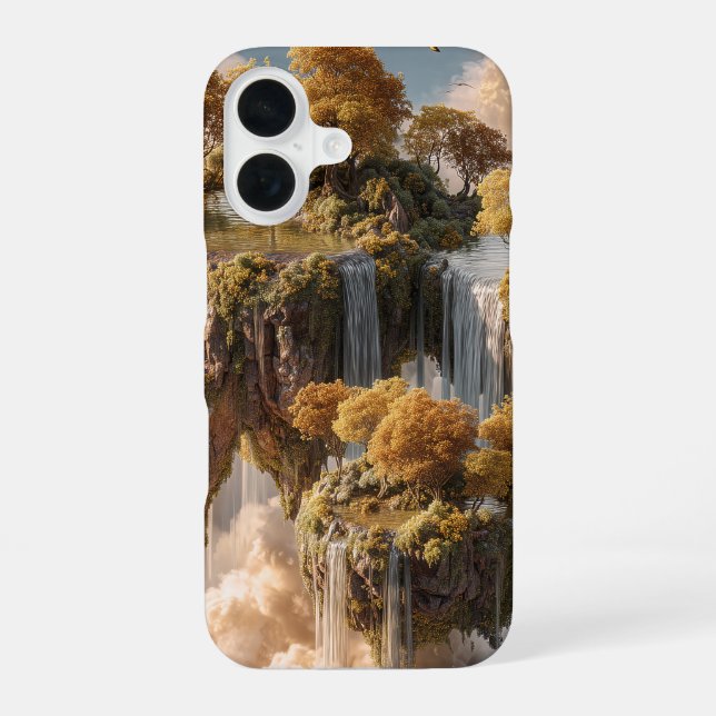 Surreal Floating Islands With Golden Trees iPhone Case (Back)