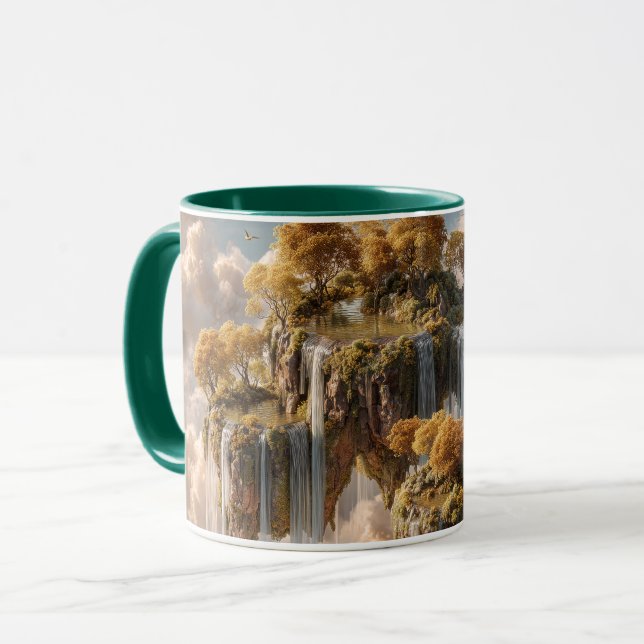 Surreal Floating Islands With Golden Trees Mug (Front Left)