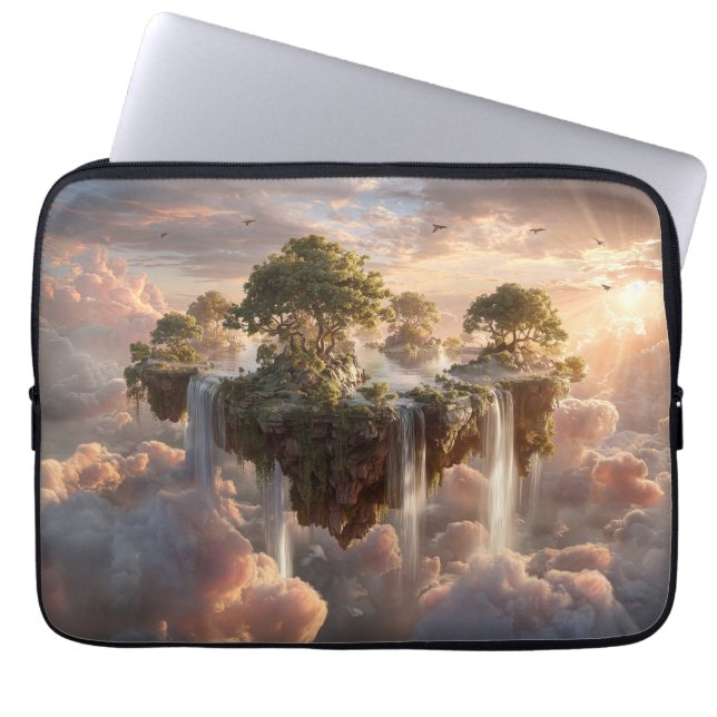 Surreal Floating Islands With Waterfalls Laptop Sleeve (Front)