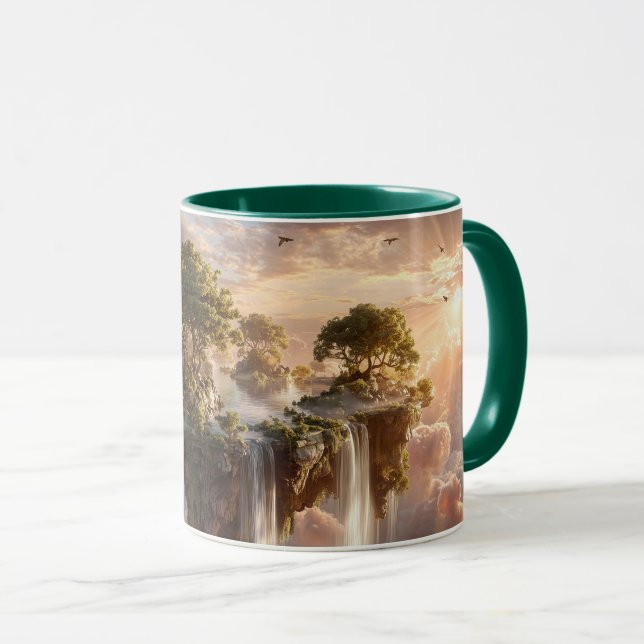 Surreal Floating Islands With Waterfalls Mug (Front Right)