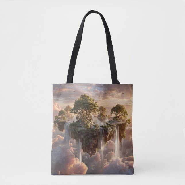 Surreal Floating Islands With Waterfalls Tote Bag (Front)