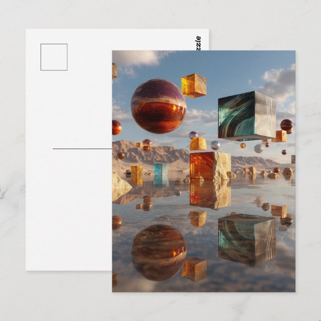 Surreal Floating Spheres And Cubes Postcard (Front/Back)