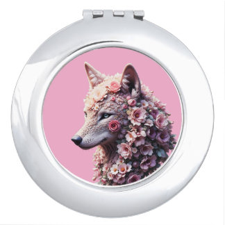 Surreal Floral Fox Dreamy Fantasy Illustration Compact Mirror