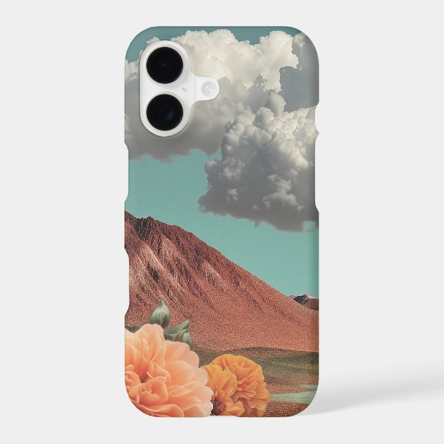 Surreal Floral Mountainscape With Dramatic Clouds iPhone Case (Back)