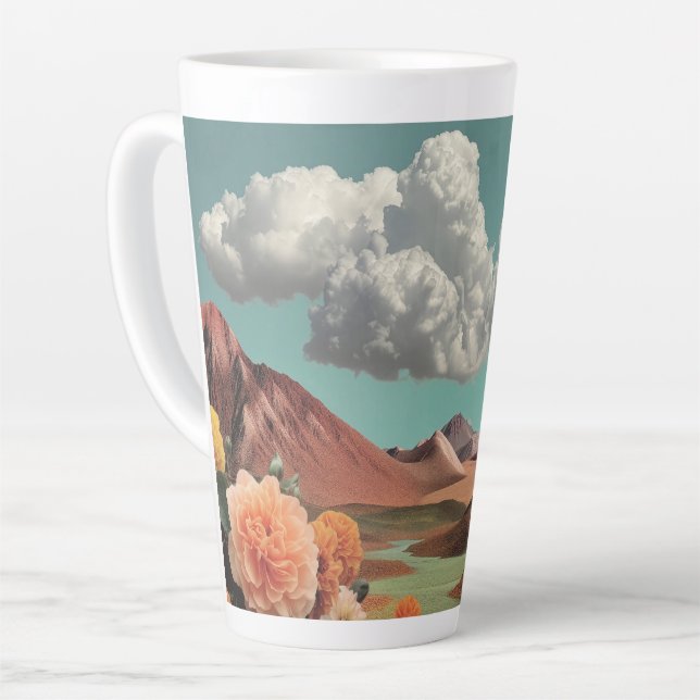 Surreal Floral Mountainscape With Dramatic Clouds Latte Mug (Left Angle)