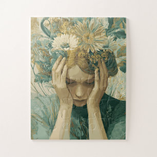Surreal Floral Woman Dreamscape Painterly Oil Styl Jigsaw Puzzle