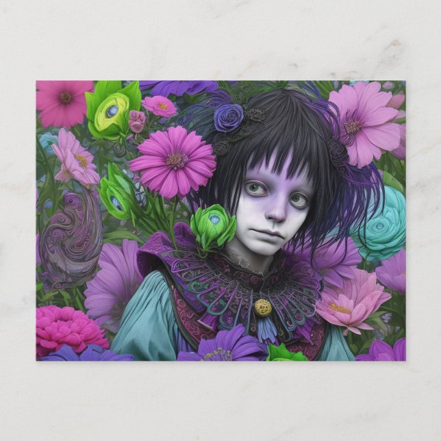Surreal Flower Monster Boy Portrait Postcard (Front)