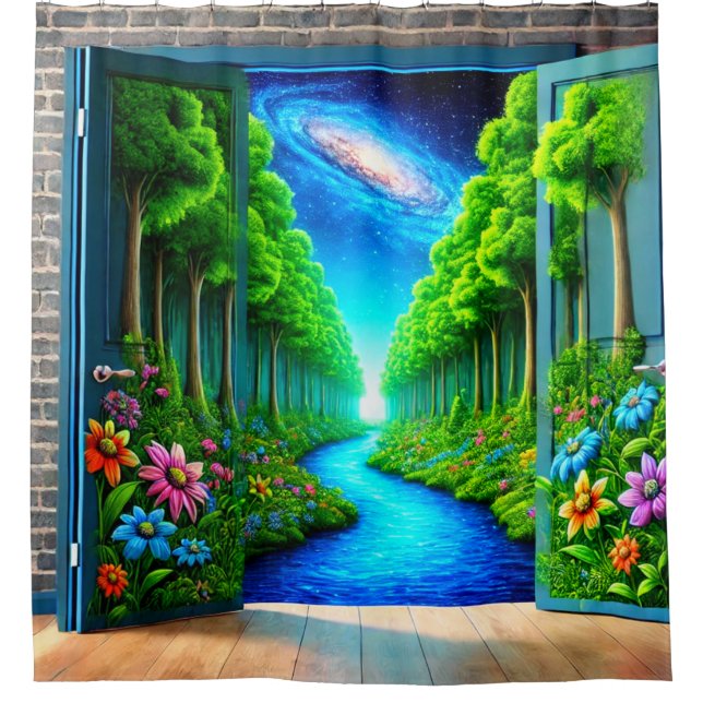 Surreal Forest Portal Landscape Shower Curtain (Front)