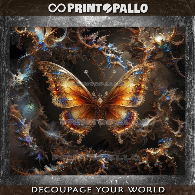 Surreal fractal butterfly on whimsical background tissue paper (Creator Uploaded)