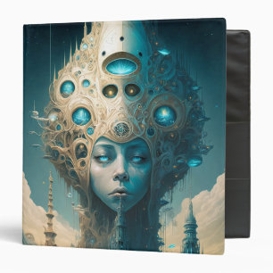 Surreal Futuristic Alien Woman Lanscape 3 Ring Binder