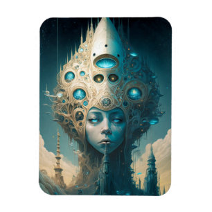 Surreal Futuristic Alien Woman Lanscape Magnet