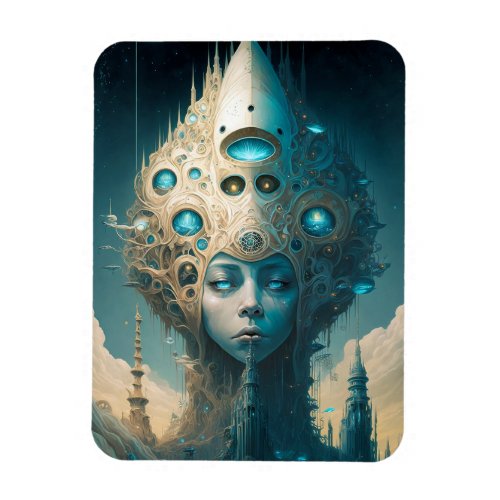 Surreal Futuristic Alien Woman Lanscape Magnet