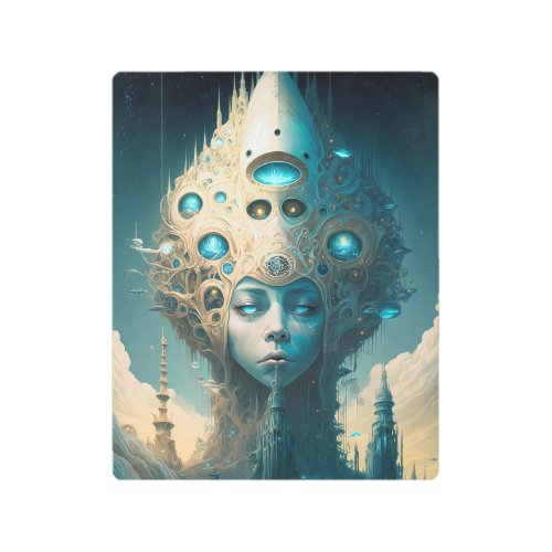 Surreal Futuristic Alien Woman Lanscape Metal Print