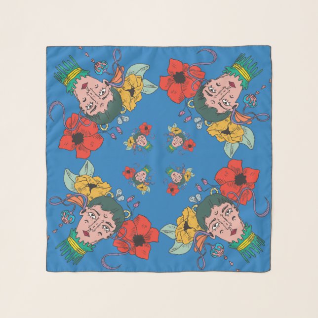 Surreal Garden Girl Scarf – Nasamin studio (Front)